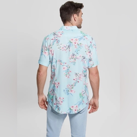 New GUESS Eco Rayon Wild Orchid Shirt SZ L - Picture 7 of 15